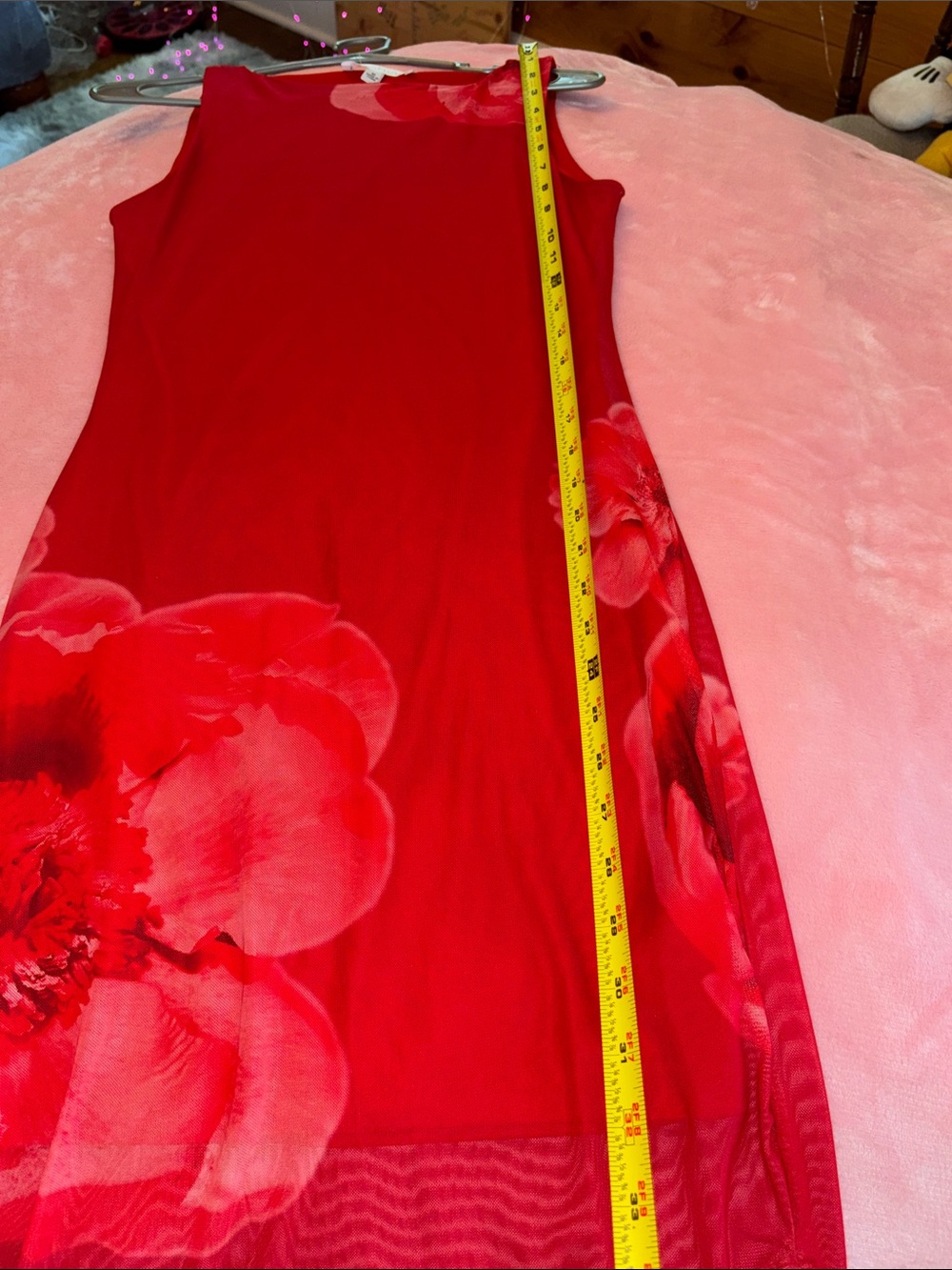 B*Famous Medium Sheer Lined Floral Maxi Dress in Red - Picture 7 of 10
